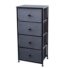 Load image into Gallery viewer, DARK GREY FABRIC STORAGE TOWER, 4-DRAWER BLACK FRAME
