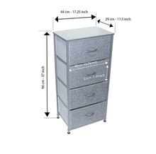 Load image into Gallery viewer, DARK GREY FABRIC STORAGE TOWER, 4-DRAWER BLACK FRAME
