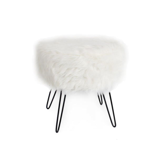 18" LARGE ROUND FAUX FUR SHAGGY POUFS / HASSOCKS