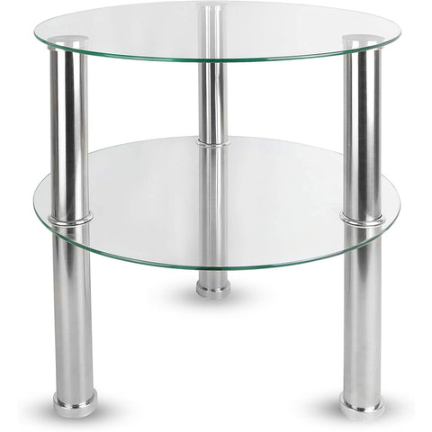 ROUND GLASS SIDE TABLE, CLEAR