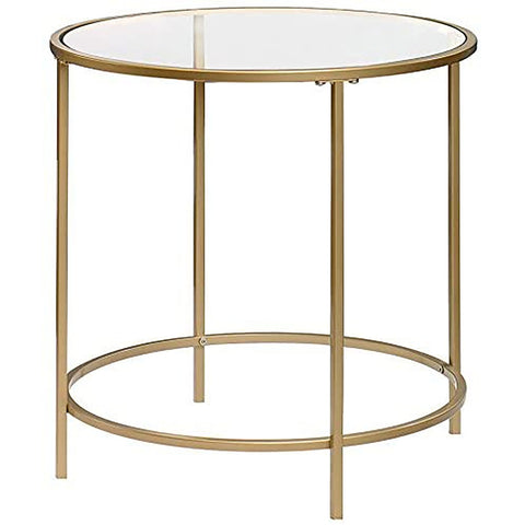 GLENMORE GOLD ROUND GLASS SIDE TABLE
